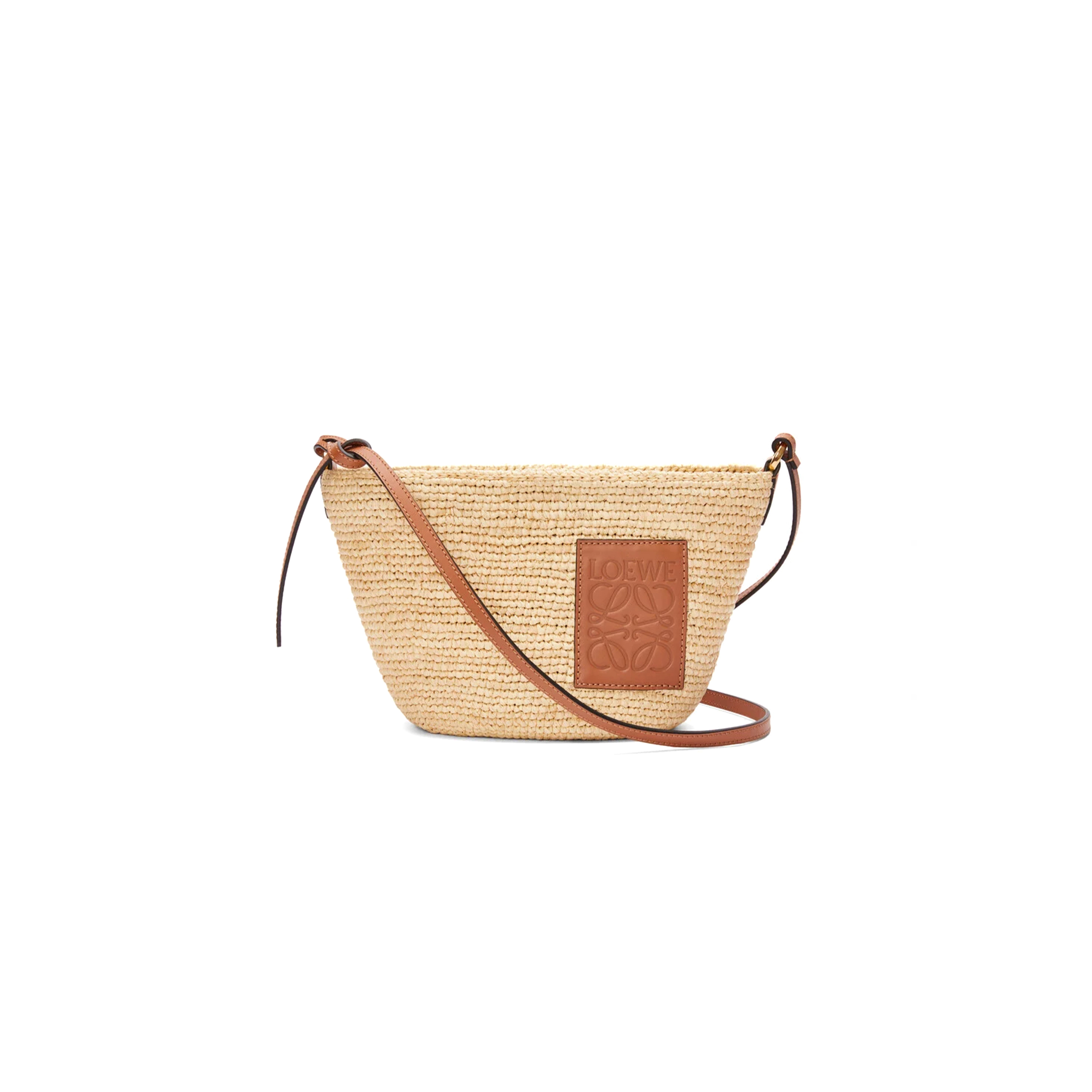 LOEWE SLIT POCHETTE BAG IN RAFFIA AND CALFSKIN 328.24.W10 (27*17*9cm)